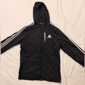 Adidas Black Windbreaker with White Stripes